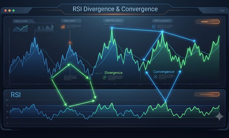 آموزش صفر تا صد واگرایی و همگرایی در RSI به زبان ساده و کاربردی